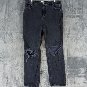 Abercrombie & Fitch Jeans Womens 16 Black 90s Straight Ultra High Rise Ripped